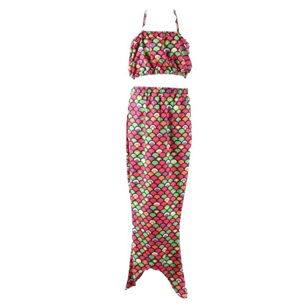 Hot Pet Sz 10 Pink Black Lime Multi 3 Pc Girls Swim Mermaid Swim Set